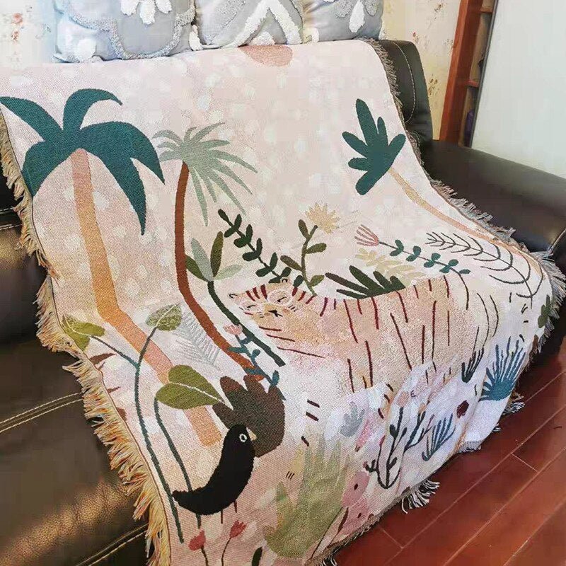 Boho Stil Stickad Filt för Mysig Heminredning Carvallo