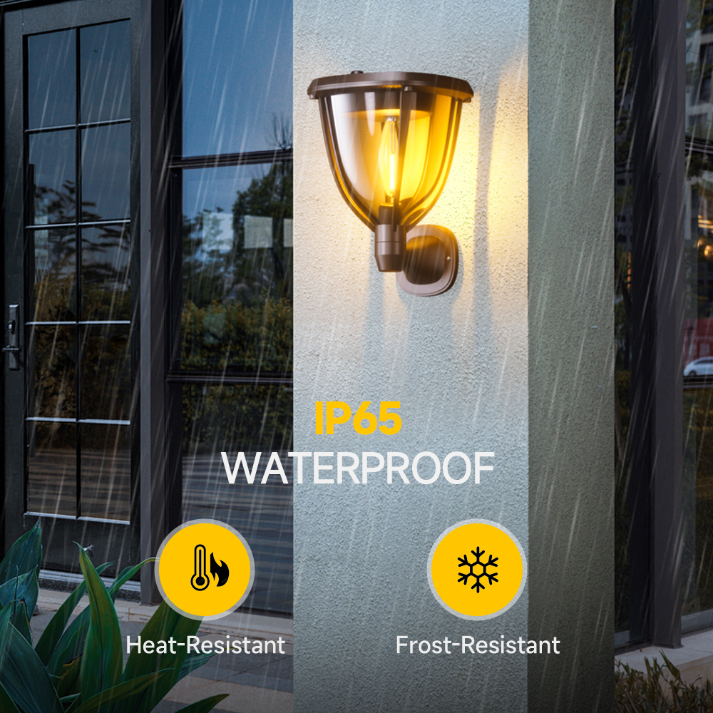 Carvallo Solar Utomhus Vägglampa | Dimbar med Vred | Varmvitt LED-ljus | IP65 Väderbeständig Carvallo