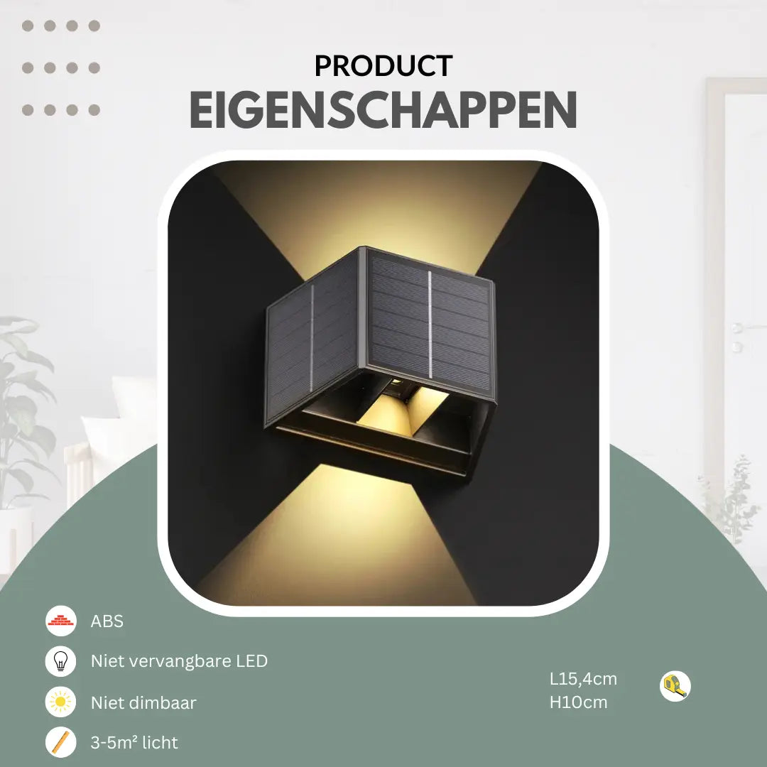 Carvallo Solar Vägglampa Utomhus | 3 Solarpaneler | Varmvit LED-belysning | IP65 Väderbeständig Carvallo