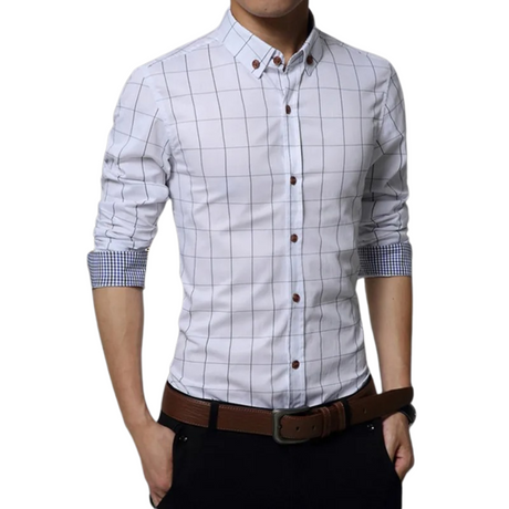 Slim Fit-skjortor för män-bellasverige-Vit-M-Hemnix