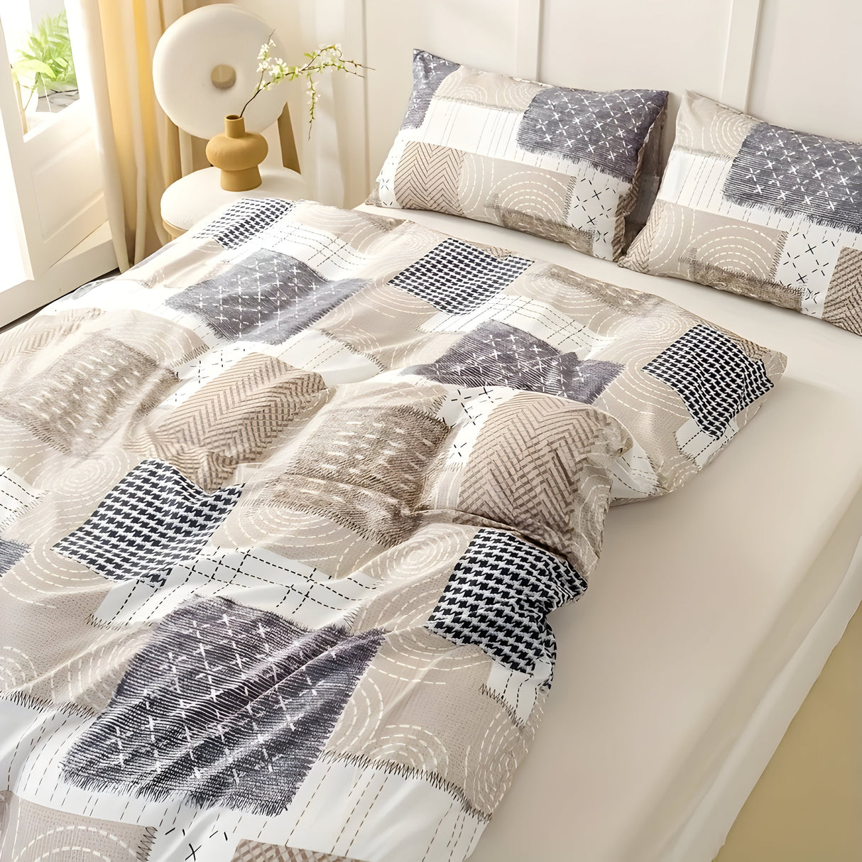 CozyNest Duvet Set - Mysigt & Andningsbart Patchwork-sängklädset Carvallo