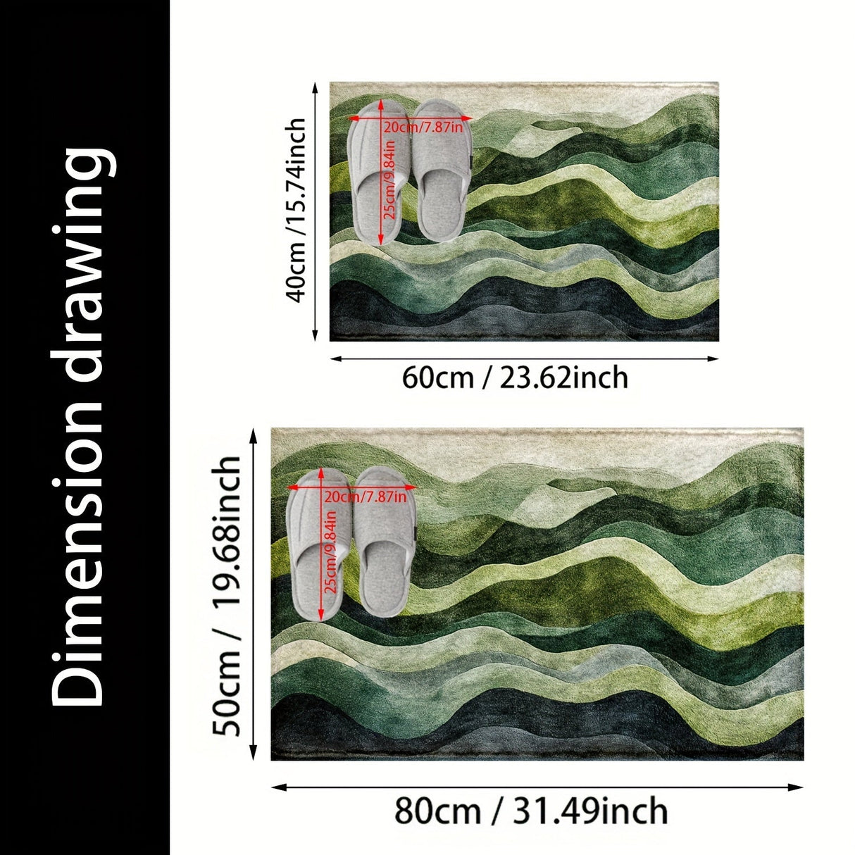 Geometrisk Vågmatta – Perfekt för Badrum eller Entré Carvallo