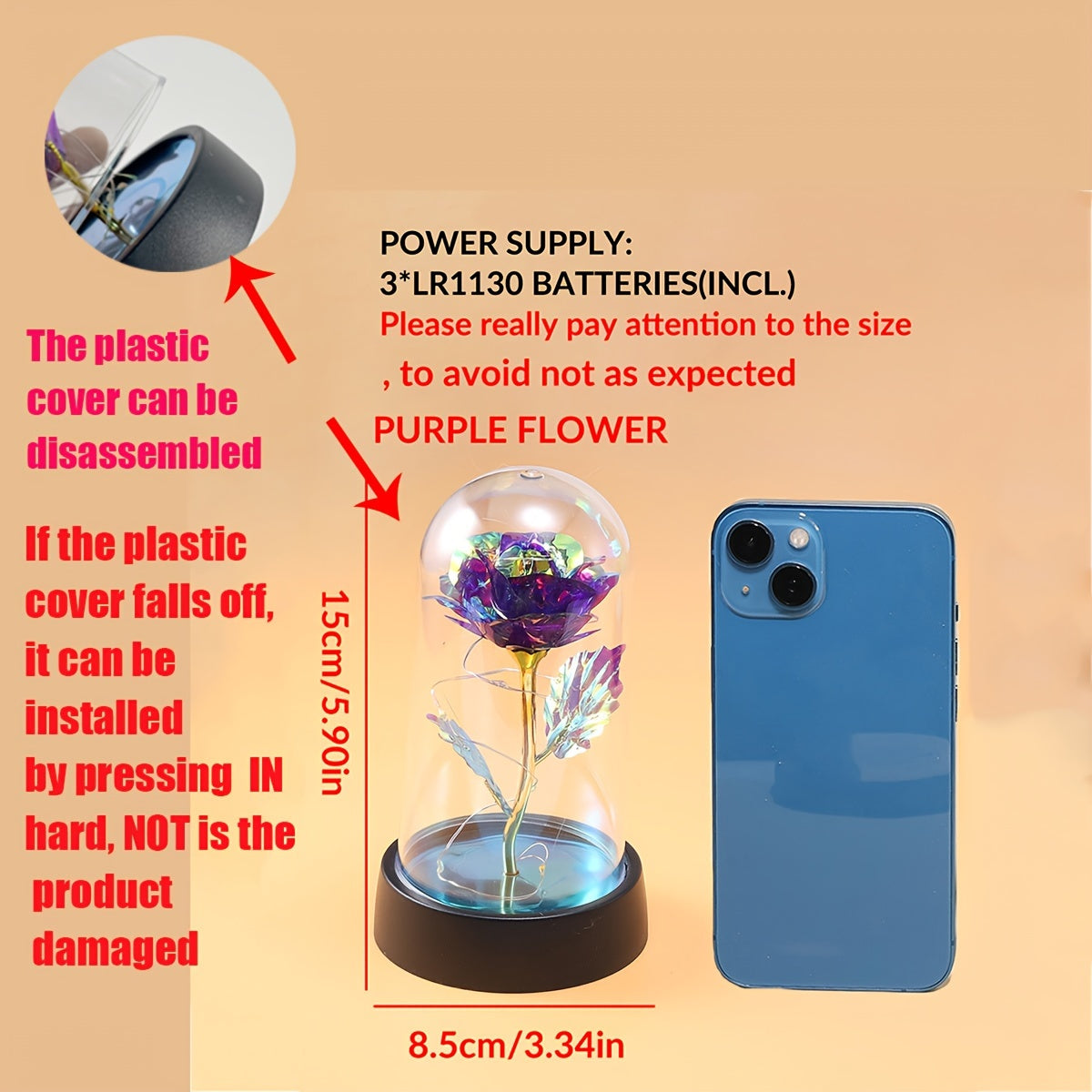 GoldenRose - Elegant Rosablomma Lampa för Gåvor och Dekoration Carvallo