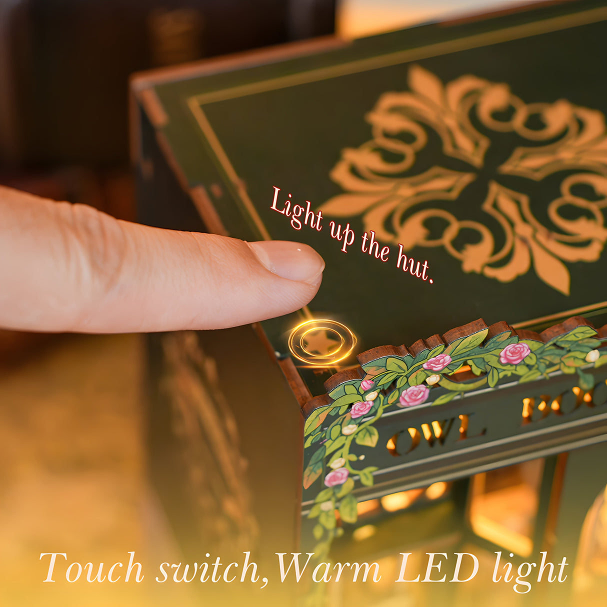 DIY Miniatyr Ugglebokhandel – 3D Träkit med Belysning för Kreativ Dekoration Carvallo