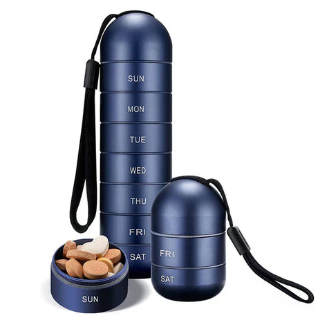 Luxora Aluminium 7 Dagar Bärbar Tablettorganisatör för Resa Carvallo