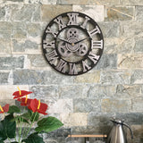 Överdimensionerad Silverfärgad Romersk Kuggväxel Vägghängd Klocka - Tyst Klocka för Vardagsrum, Kontor och Kök Carvallo