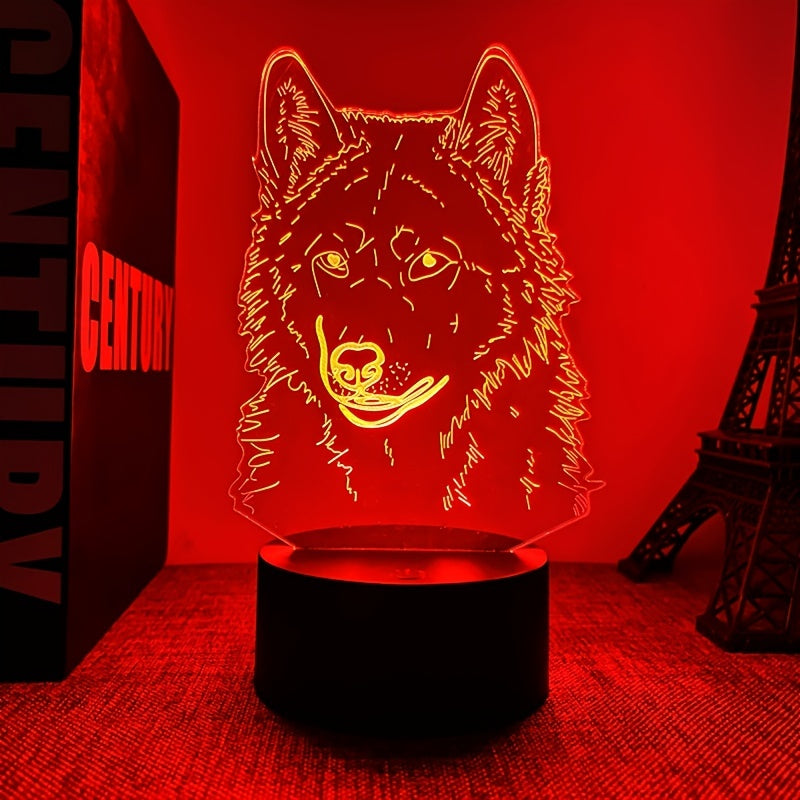 WolfLicht - 3D Nattlampa med Touchkontroll och Svart Bas Carvallo