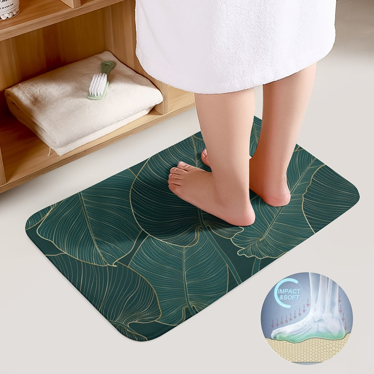 Tropical Leaf Badmatta Set | Mjuk Mikrofiber Absorberande | Halkfri | 2 Delar | Brick by Brick Carvallo