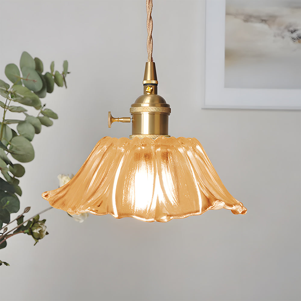 Vintage Floral Glass Pendant Light | Retro Elegance | Warm Glow | Justerbar Hängande | Brick by Brick Carvallo