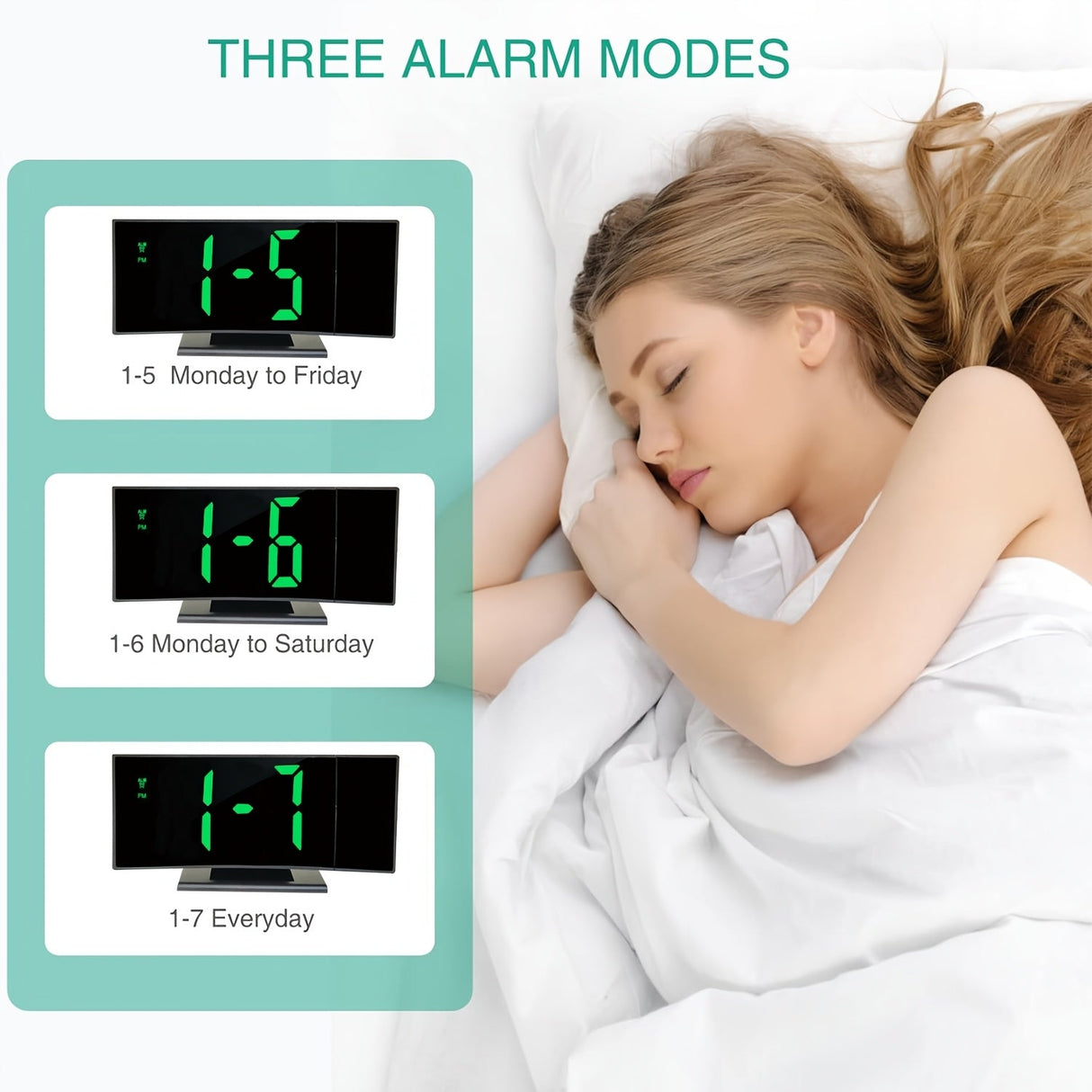 Digital projektionsväckarklocka – LED-display och snooze-funktion med justerbar ljusstyrka Carvallo