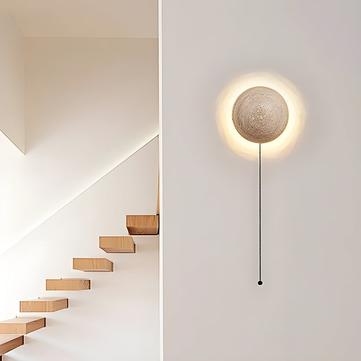 RetroTravertine Light - Wabi-Sabi Japansk LED Vägglampa i Krämstil Carvallo