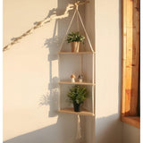 Hängande Väggshelf - Dekorativ hylla med triangulär snördesign | Ideal för ditt hem Carvallo