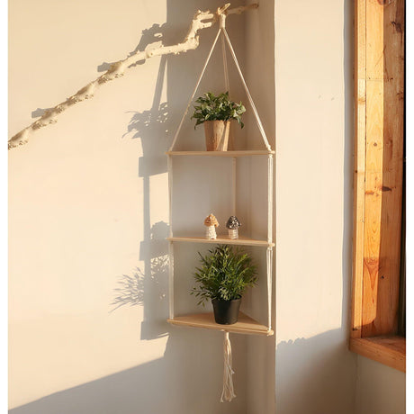 Hängande Väggshelf - Dekorativ hylla med triangulär snördesign | Ideal för ditt hem Carvallo