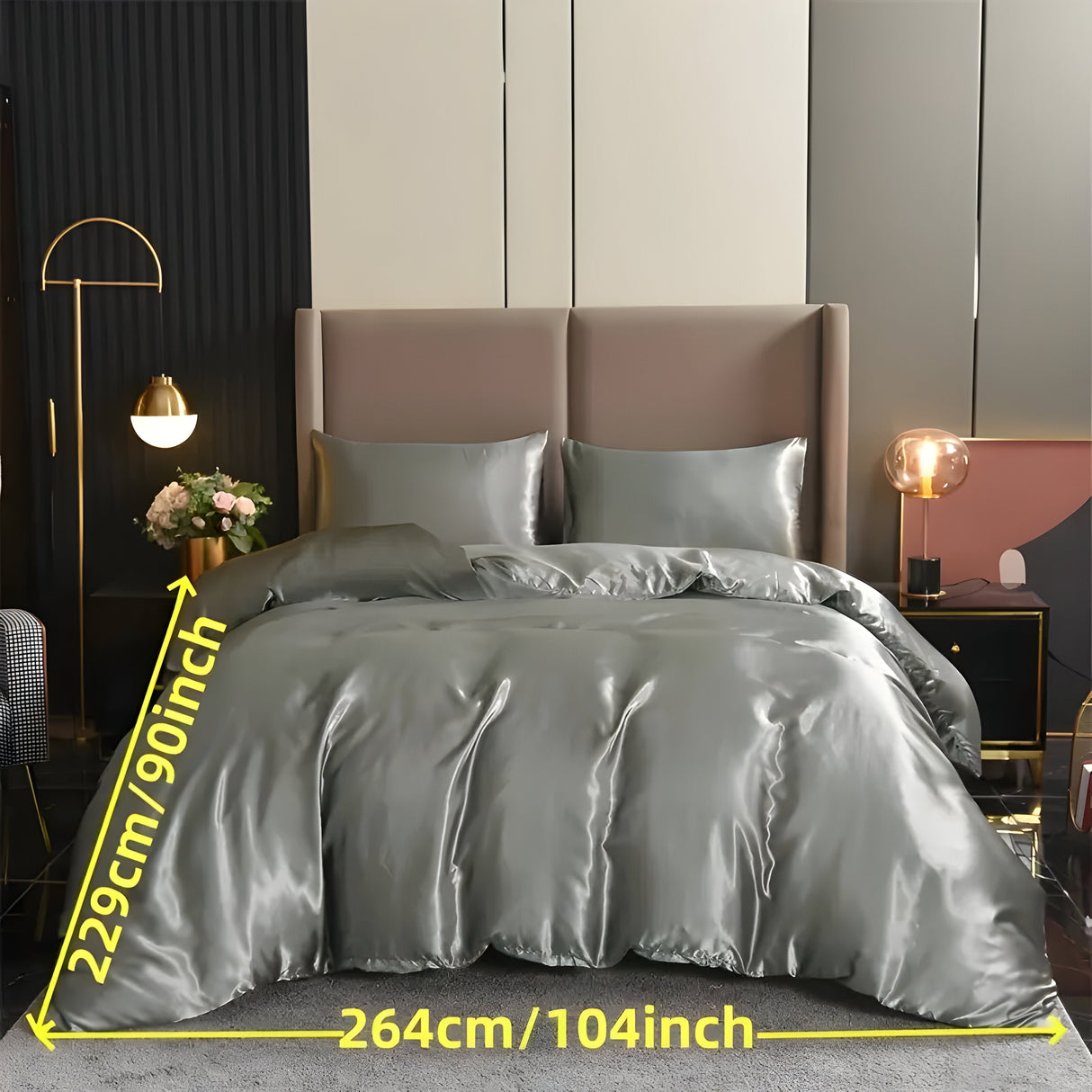 SatinNest Duntäcke Set - 3 delar. Satin Sängskydd Set Carvallo