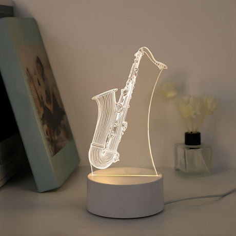 SaxGlow - 3D Saxofon LED Nattljus, USB-Driven Bords- och Lampa Carvallo