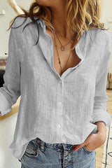 Dam Blus V-hals Broderad Elegant Polyester