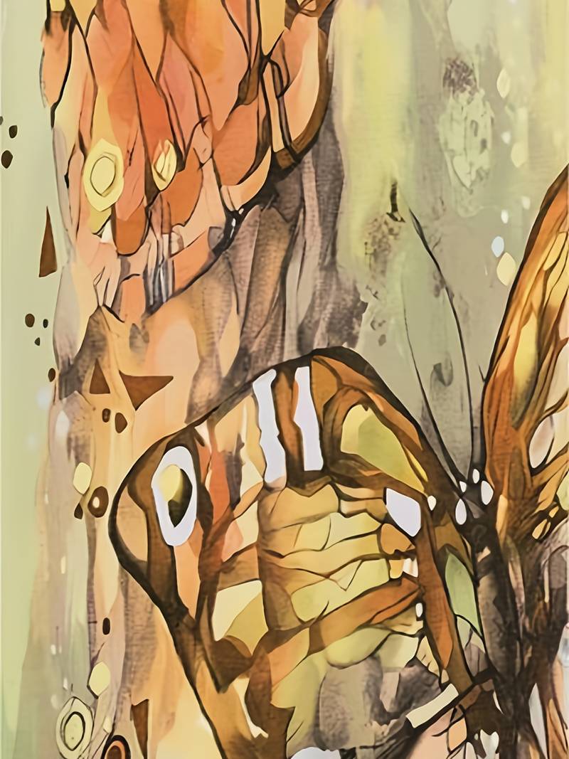 Damklänning V-ringning Fjärilstryck Loose Fit Polyester för Vår och Sommar-Klänningar-Bellasverige-Hemnix