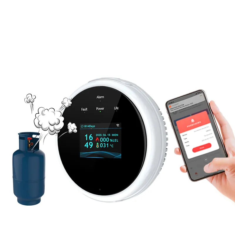 Hemvakt: Brandfarliga gasdetektorer med alarm och LCD-skärm Carvallo