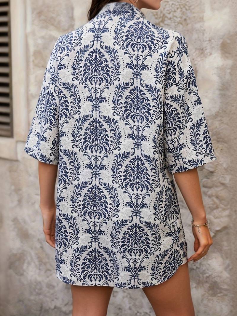 Damkläder Blommig Skjorta och Shorts Sätt Lätt Tyg för Sommar Hemnix