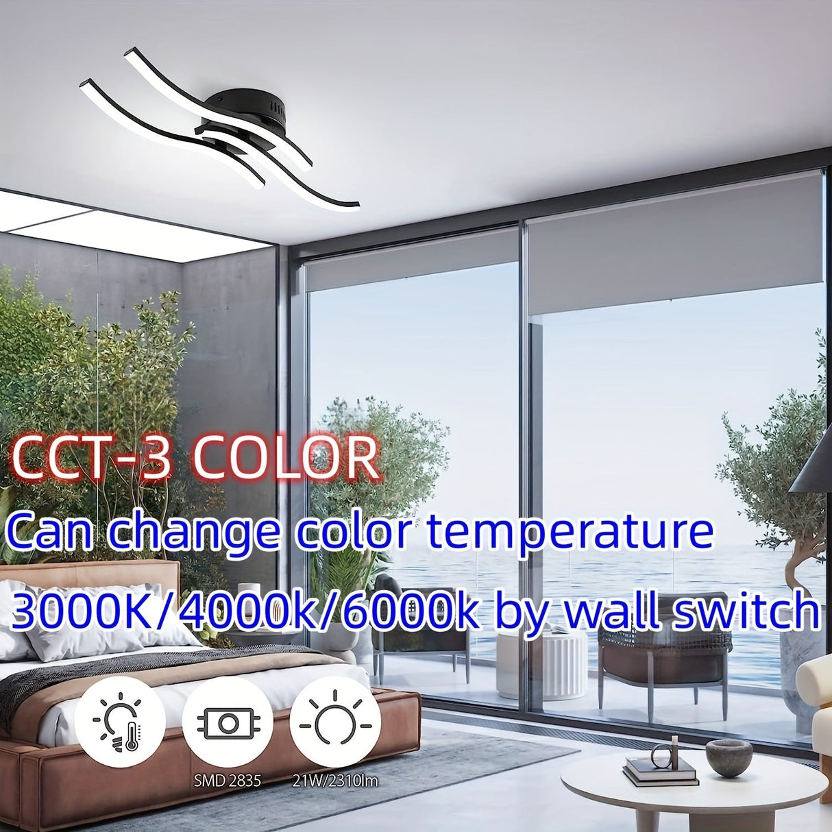 LumaCurve - Dimbar LED Plafondlampa med Elegant Kurvdesign Carvallo