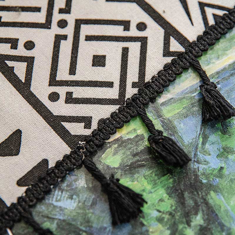 Geometrisk Fringe Gardin Semi Mörkläggande Draperier i Bomullsblandning Carvallo