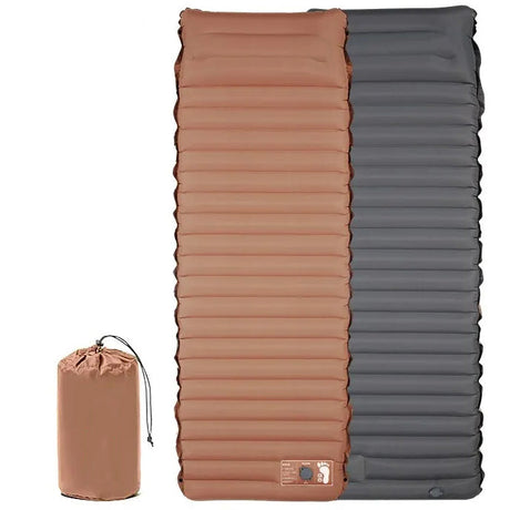 Luftmadrass Med Inbyggd Luftpump Fotpump 10cm, 3.0-3.2 R-värde Dubbla Lager-Luftmadrass-BB-Brun-Hemnix