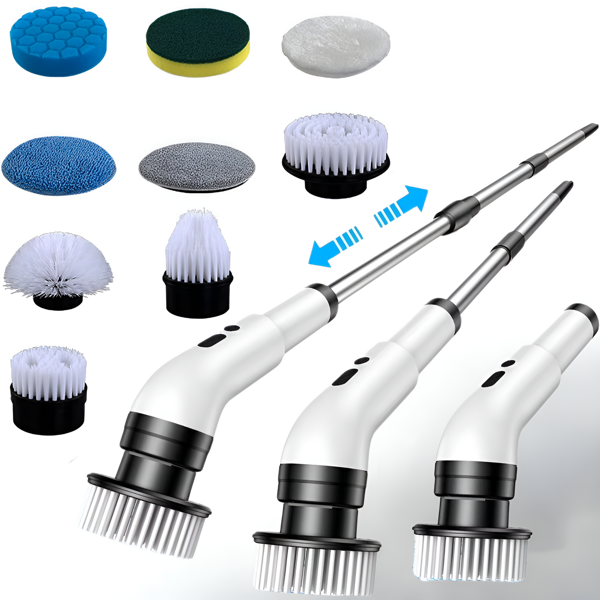 SpinClean - 9-i-1 Elektrisk Rengöringsborste Med Stav För Skonsam Städning-Skrubborstar-BB-Hemnix