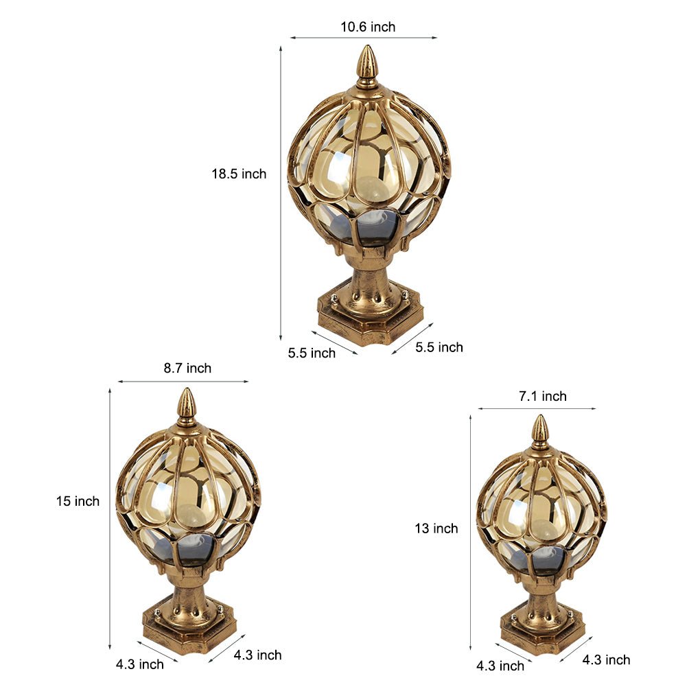 Utomhus Glas Kula Vintage Post Lampa Carvallo