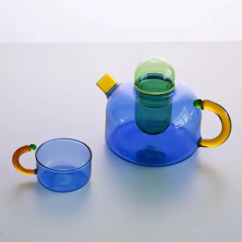 Kontrastfärg Glas Teapot Set - Stilig Värmeresistent Design Carvallo