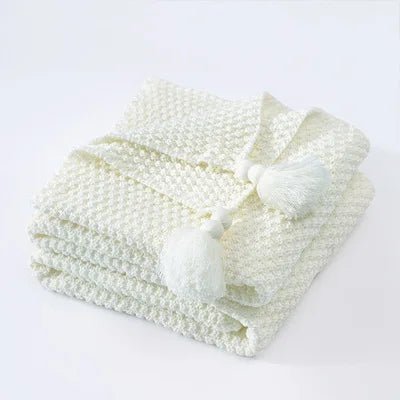 Ullknitted Fringed Soffa Filt för Ultimat Komfort Carvallo