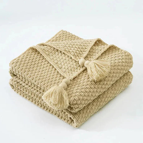 Ullknitted Fringed Soffa Filt för Ultimat Komfort Carvallo