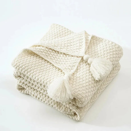 Ullknitted Fringed Soffa Filt för Ultimat Komfort Carvallo