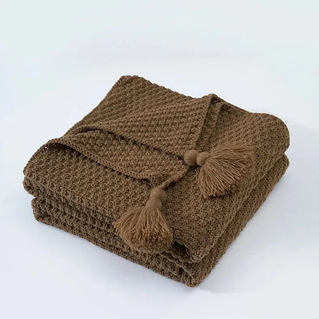 Ullknitted Fringed Soffa Filt för Ultimat Komfort Carvallo