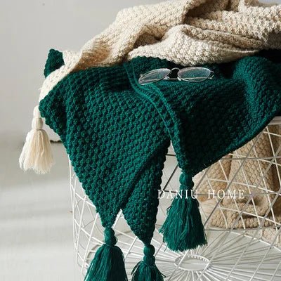Ullknitted Fringed Soffa Filt för Ultimat Komfort Carvallo