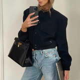 Croppad bomberjacka för kvinnor-Bellasverige-Hemnix