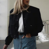 Croppad bomberjacka för kvinnor-Bellasverige-Hemnix