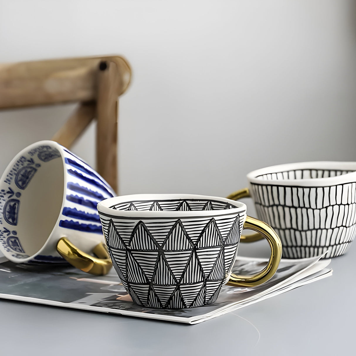 Keramikkopp med geometrisk design – Stilfull og moderne | Ideell for kaffe eller te Carvallo