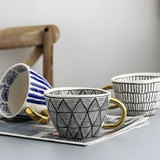 Keramikkopp med geometrisk design – Stilfull og moderne | Ideell for kaffe eller te Carvallo
