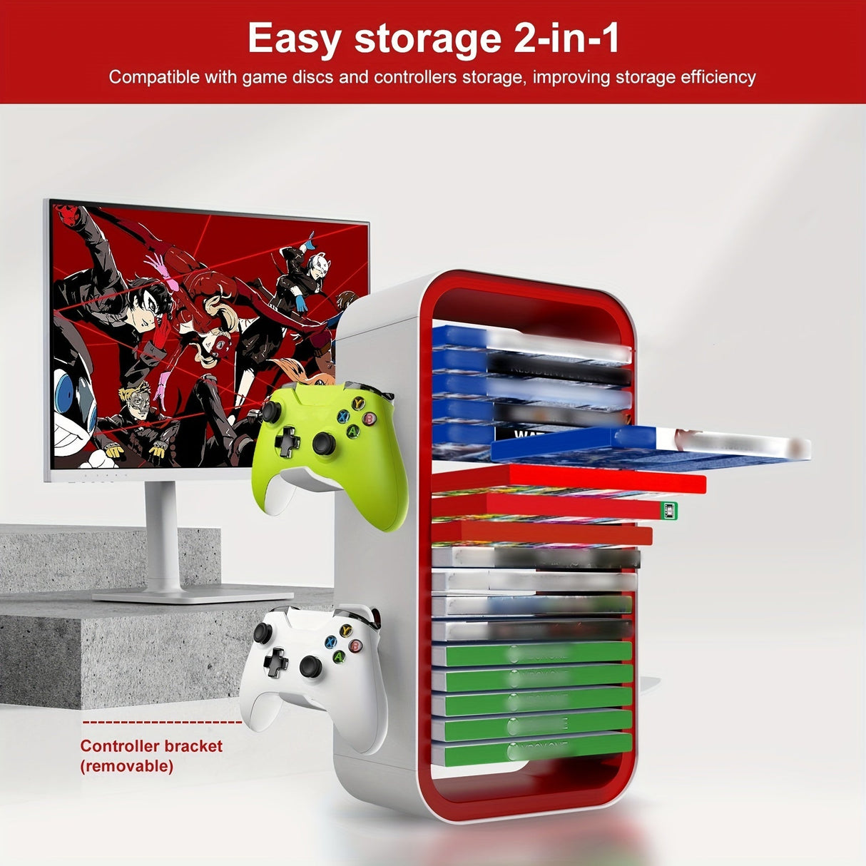 Universal Game Disc Storage Holder och Controller Display Stand – För PS5, PS4, Switch och Xbox Carvallo