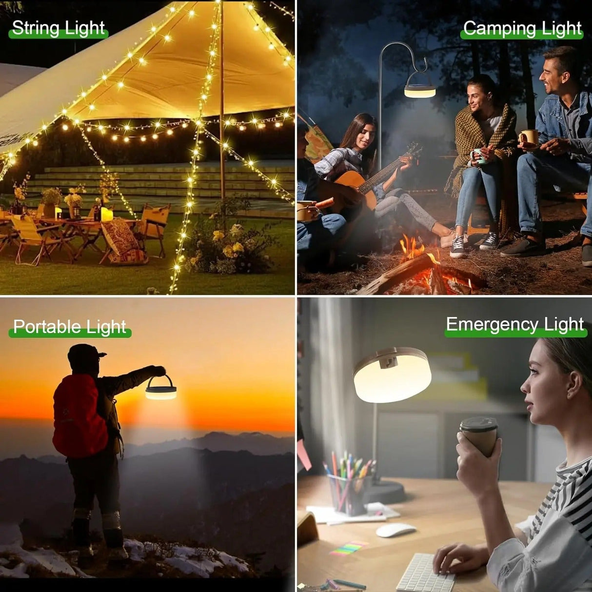4 i 1 Camp Lights - Ljuslängder med 8 belysningslägen Carvallo