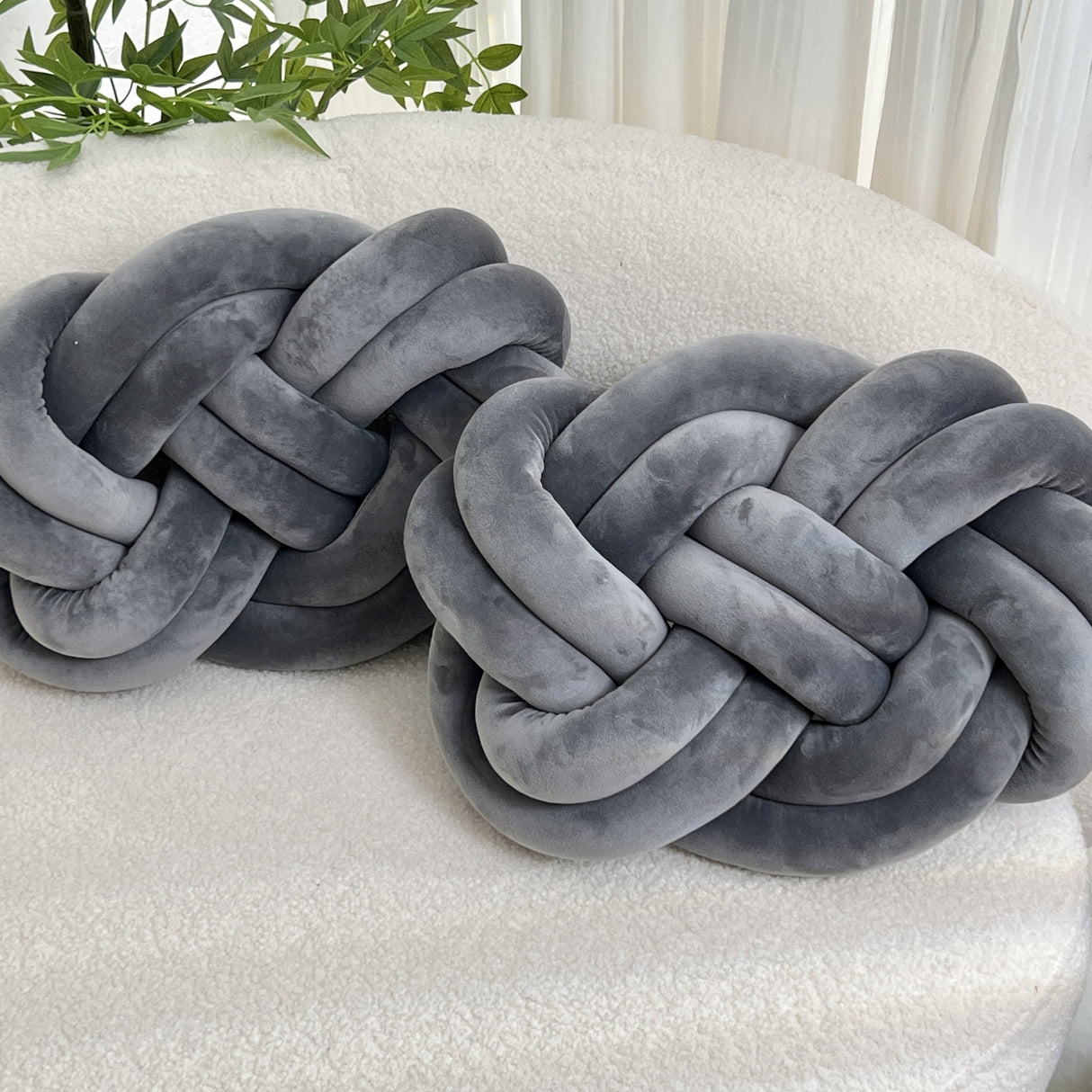 2 Stycken Knop Ball Kuddar - Mjuka Plysch Kuddar, Dekorativa Kuddar för Säng, Soffa och Vardagsrum Carvallo
