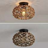 BohoGlow Nest - Kust Vävd Hamprep Bur Lampa Carvallo