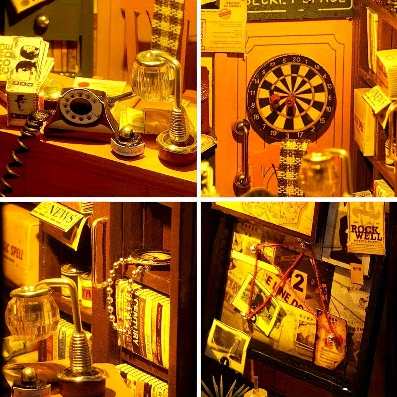 Detektivbyrå DIY Miniatyrhus – 3D pusselset med belysning för kreativa hobbyister Carvallo