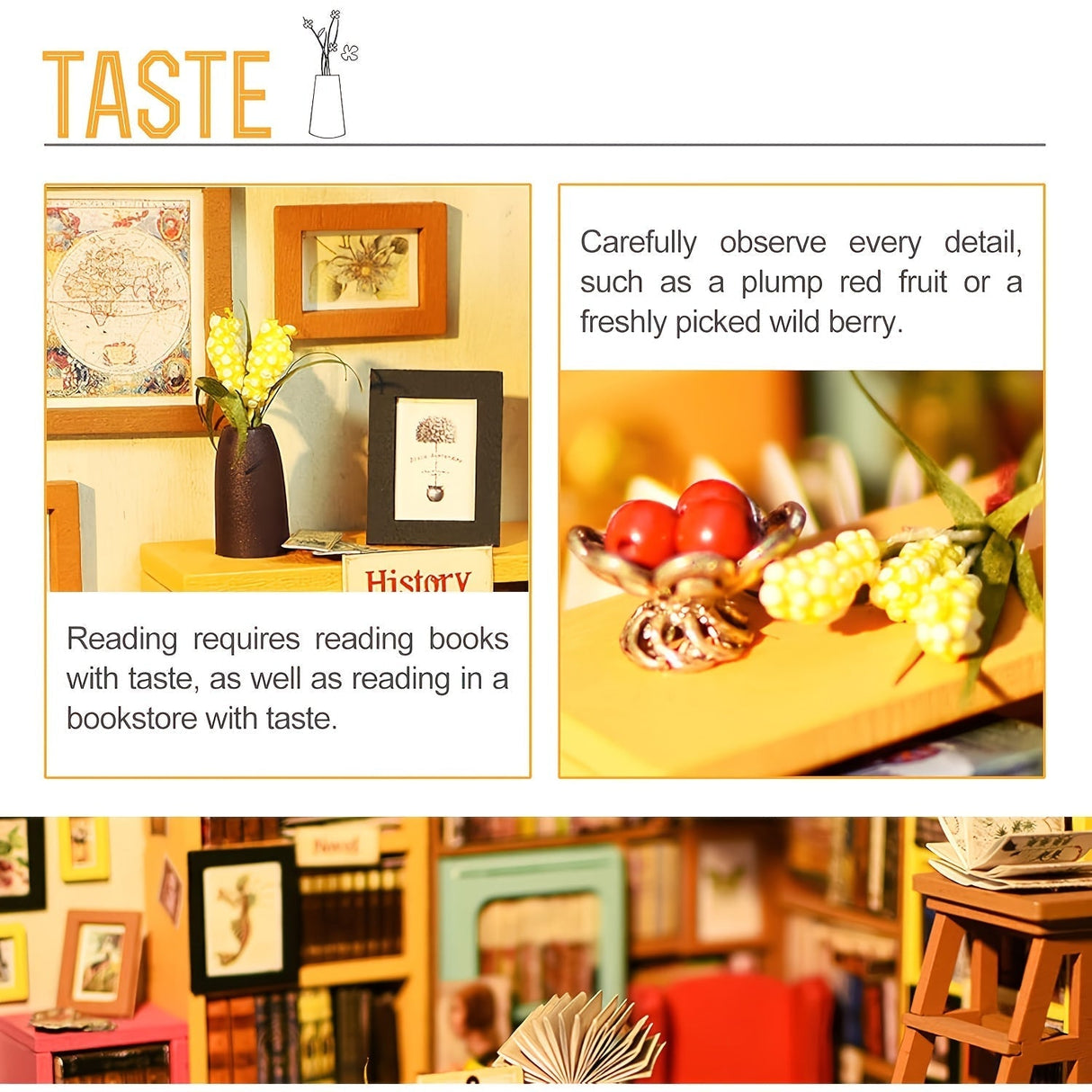 DIY Miniatyrhus Kit – Sam's Studie med Detaljerade Bokhyllor och Möbler Carvallo