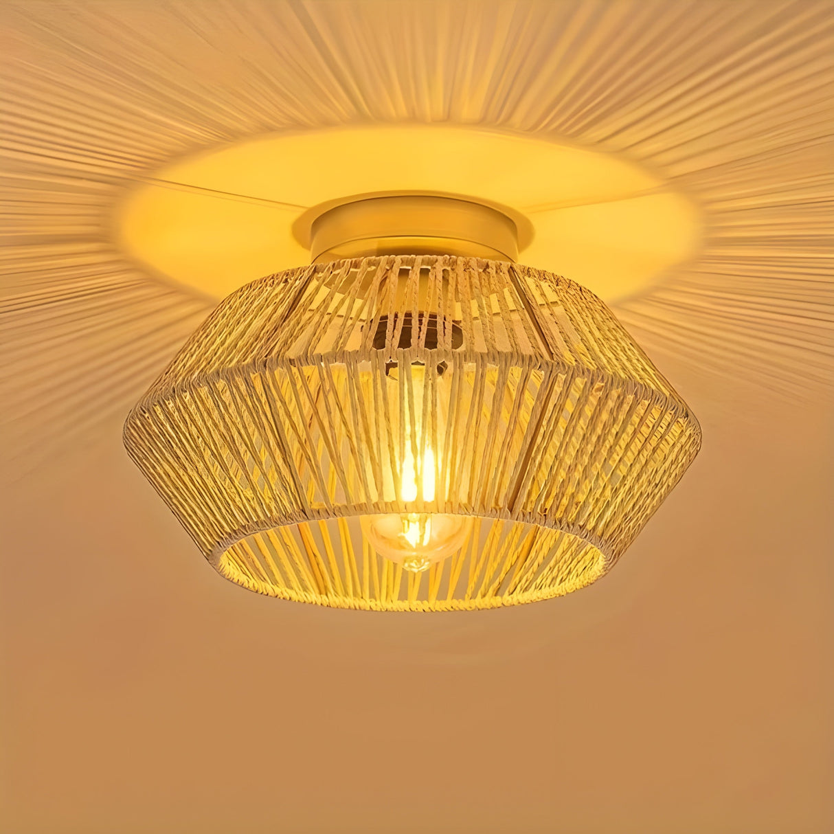 HavenWeave Light - Vintage LED Rattan Flätad Taklampa Carvallo