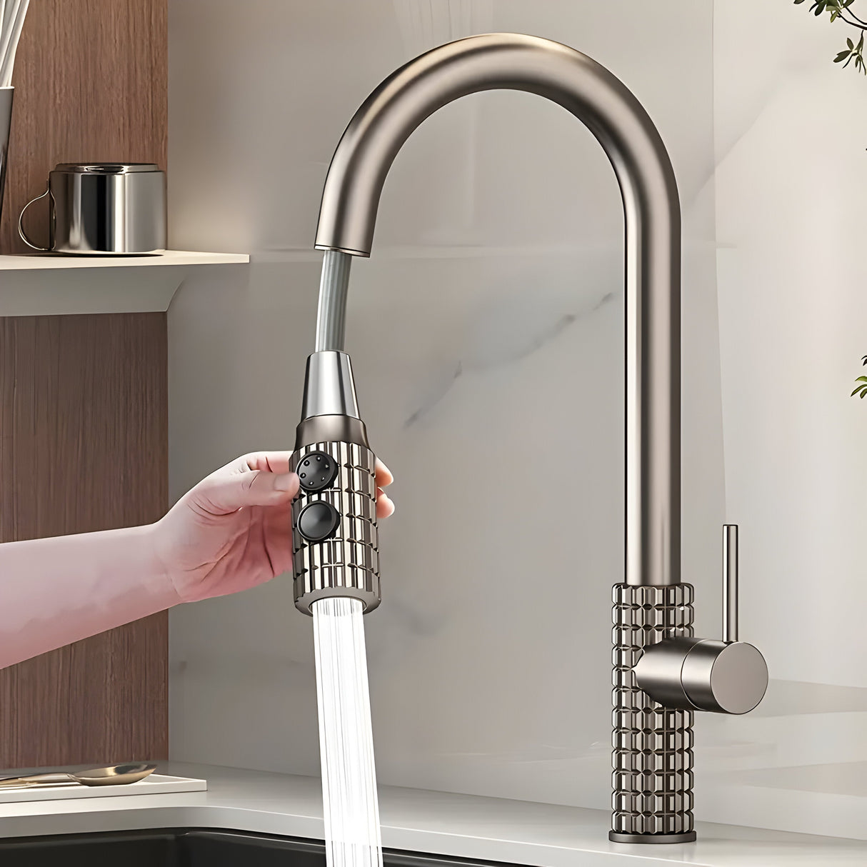 QuintaFlow - Hög båge metall kökskran Carvallo