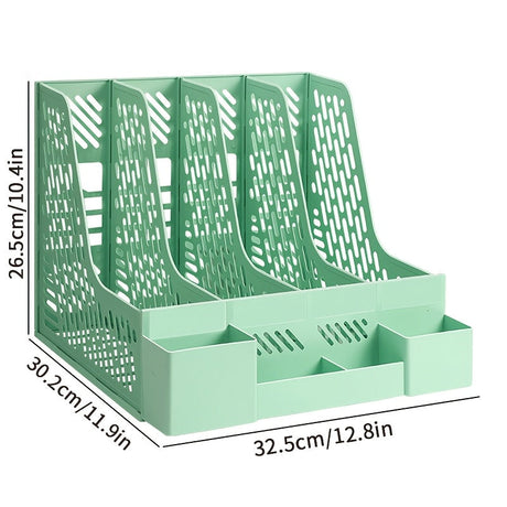 Skrivbordsdokumentorganisatör – 4 fack, utrymmesbesparande, avtagbar och lämplig för kontorsmaterial Carvallo