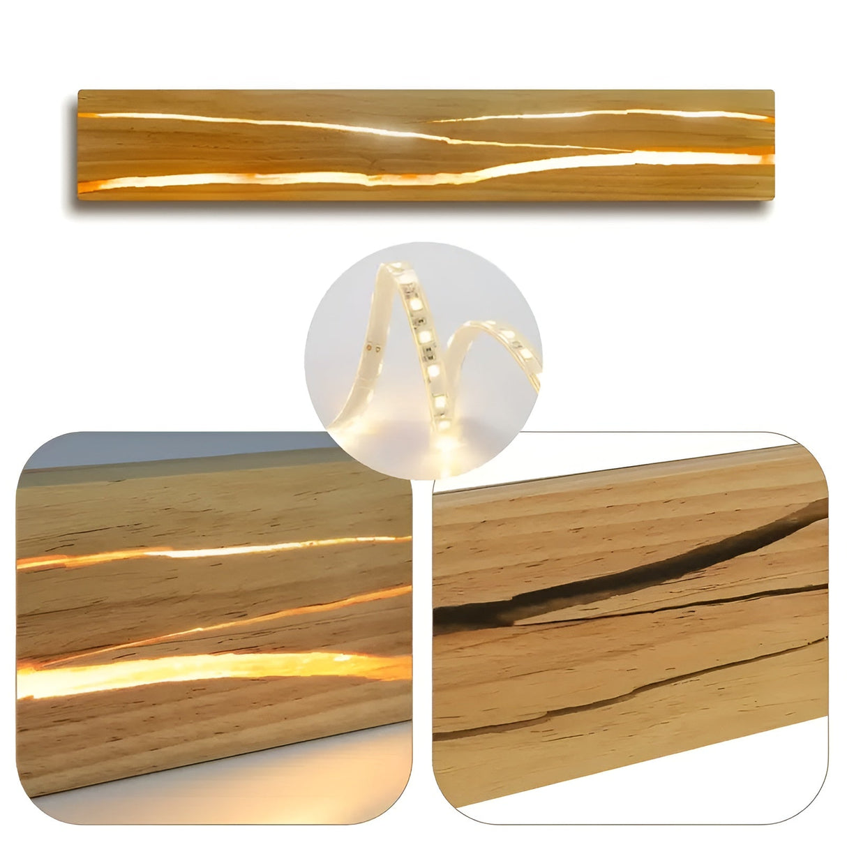 LED Vägghylla i trä – Modern design för vardagsrum och sovrum Carvallo