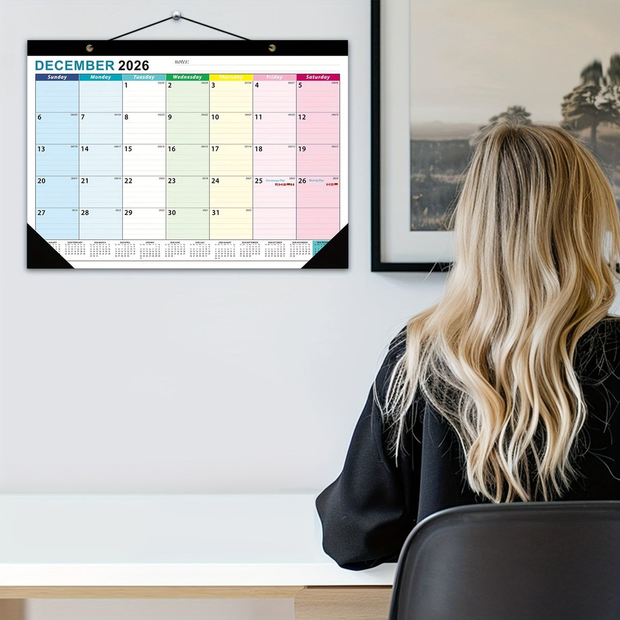 Väggkalender med stor skrivbar månadsöversikt Carvallo