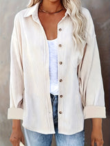Dam Oversized Skjorta Corduroy Mjuk Bomull